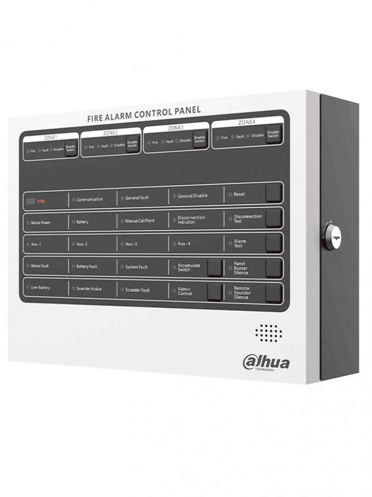 Dahua wisualarm hy-c102-4 -panel de alarma contra incendios convencional de 4 zonas hasta 32 detectores por zona 4 contactos secos interfaz rs-485 ethernet cumple norma en54-2,en54-4 ip30alimentación 90 v ca a 270 v ca