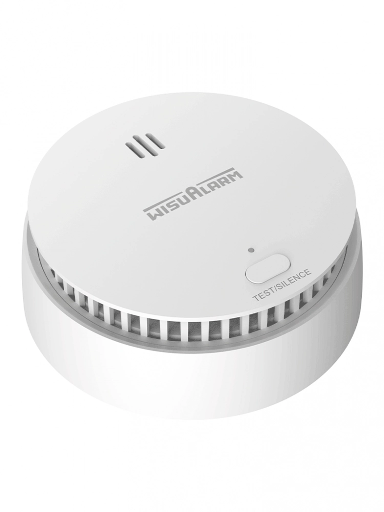 Dahua wisualarm hy-sa2fa - detector inteligente de humo wifi 2.4 ghz, sensor fotoeléctrico, sonido de alarma de 85db, alarma visual y audible, envía notificaciones en tiempo real a app, certificaciones tüv and ce,