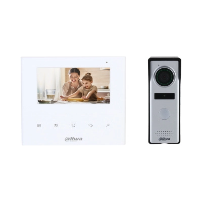 Videoportero / dahua/ kta04/ kit de videoportero analgico/ pantalla de 4.3 pulgadas/ mltiples sonidos de timbre/ botones touch/ frente de calle de 1.3 mp/ apertura de puerta/ ip66/ indicador led/