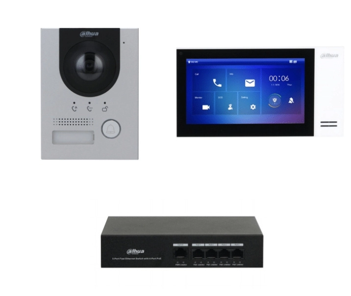 Dahua ktp01l(s)-kit de videoportero ip con frente de calle metálico antivandálico y cámara de 2mp. incluye monitor táctil de 7