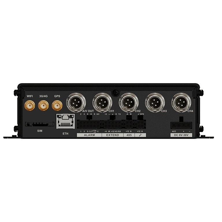 Dvr movil dahua dhi-mxvr1004-gfwi - 4 canales analógicos + 1 ip, resolución 1080p, comunicación ethernet, wi-fi y 3g4g, incorpora gps, principales analíticos dsm y adas, admite 2 tarjetas sd