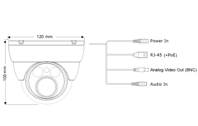 Camera-h.265 eye-sight series, dome, ir 25m(30leds), motorized 2.8-12mm lens 4mp with poe