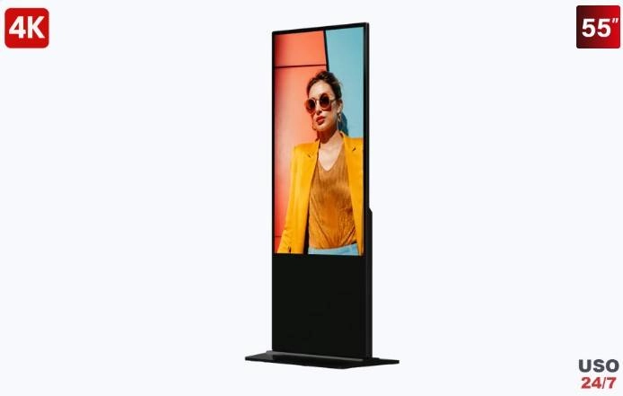 Pantalla de 55 4k para publicidad digital  base para piso (totem)  gestión de contenido y control centralizado