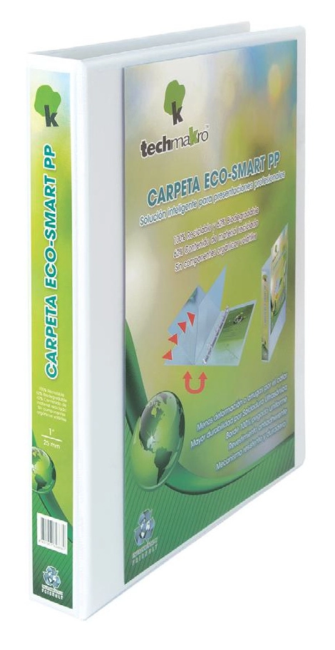 Techmakro carpeta 1 in para archivo de carton forrado de pvc, blanca ecosmart país de origen tailandia