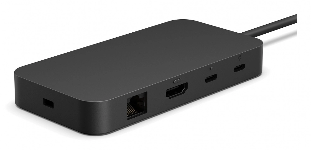 Microsoft base de conexión para portátil, monitor - capacidad de carga - 100w - negro - de escritorio - 2 displays supported - 4k @ 60hz, 8k @ 30hz, 4k - 3840 x 2160, 7680 x 4320 - 4 x puertos usb - 1 x usb type-a ports - usb tipo-a - 3 x usb type-c ports - usb tipo-c - 1 x rj-45 ports - red (rj-45) - 1 x hdmi ports - hdmi - cableado - gigabit ethernet - 65w