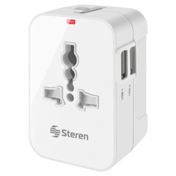 Adaptador steren universal de contactos para viaje con cargador usb doble