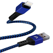 Cable argomtech lightning a usb 2.0 1.8m 480 mbps carcasa metálica con trenzado de nailon color azul