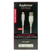 Cable duplimax platinum usb-8 pines 2a 1.5m nylon color blanco