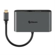 Adaptador steren usb c a hdmi/usb 3.0/usb c/rj45 color negro