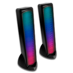 Bocinas inalambricas bluetooth luz rgb conector usb sonido estereo 2.0 vortred by perfect choice aura - negro