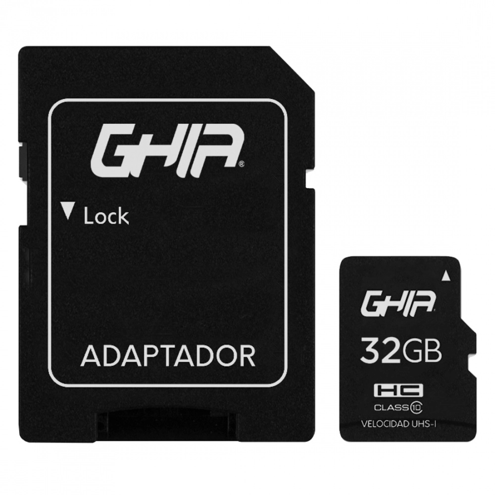 Memoria ghia 32 gb tipo micro sd clase 10 con adaptador