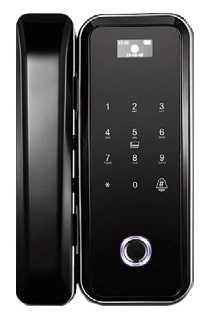 Zk gl300 - cerradura biométrica para puertas de vidrio, compatible con anchos de puerta de 10 a 12 mm, capacidad para 100 usuarios, control remoto incluido, compatible con tarjetas mifare 13.56 mhz