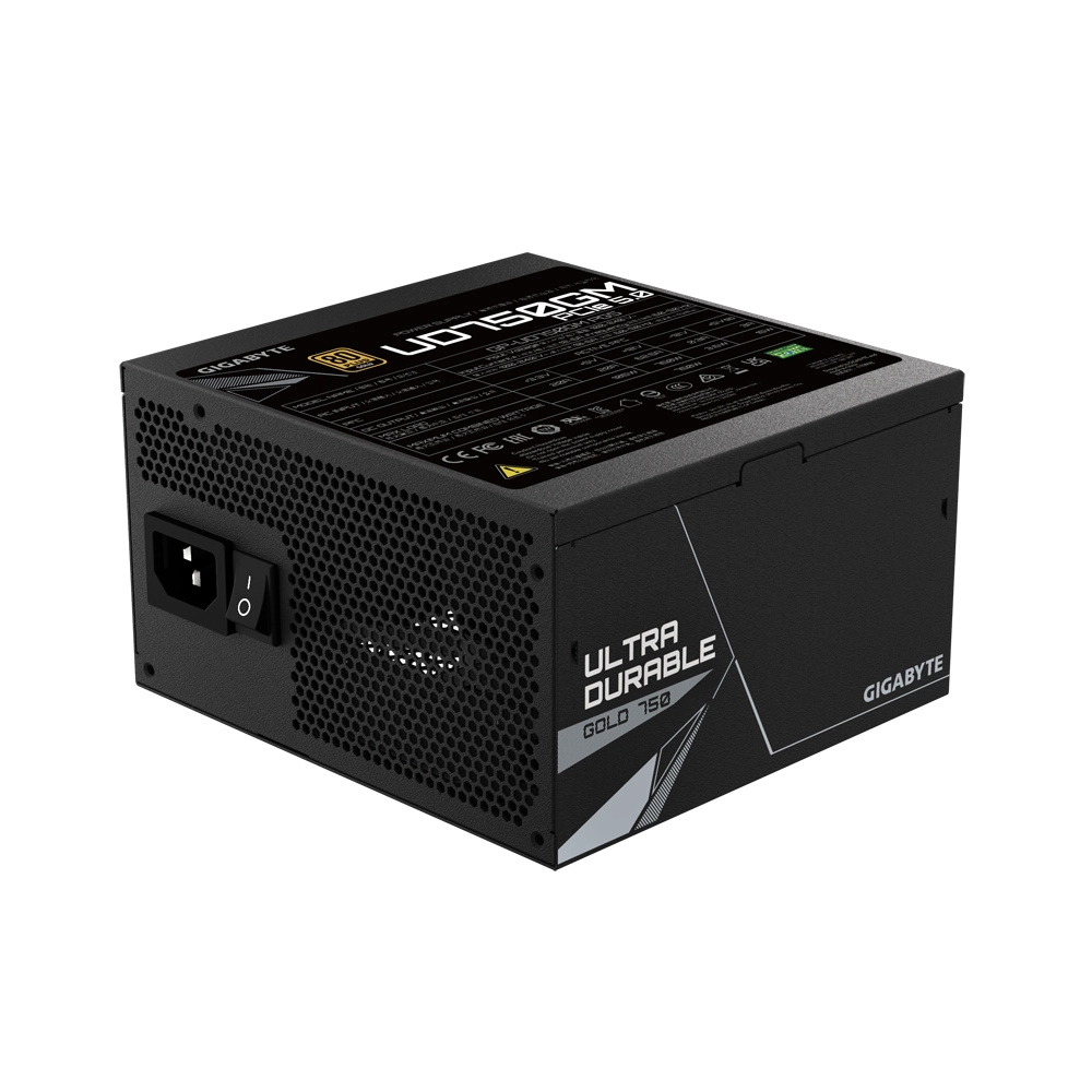 Fuente de poder gigabyte 80 plus gold, 750w, atx, modular, 24-pin atx, negro