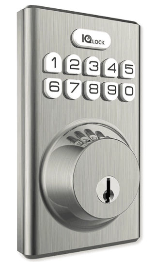 Qolsys iqdlk-pgk-sn cerradura con botón pulsador - cerradura inteligente powerg, color níquel satinado (satin nickel)