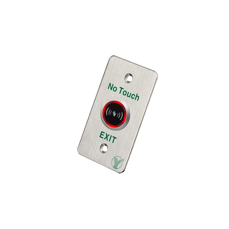 Yli isk841bled - botón de salida sin contacto, indicador led, acero inoxidable, 12 vcc, función ncno, distancia de detección y retardo del relevador ajustables