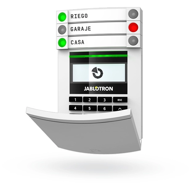 Modulo bus de acceso con pantalla lcd, teclado y rfid, el ja-114e es un modulo de acceso con display lcd, teclas de control y lector rfid para el control del sistema de alarma. ya viene con un segmento de control ja-192e y, si es necesario, puede estar equipado con hasta 20 segmentos.