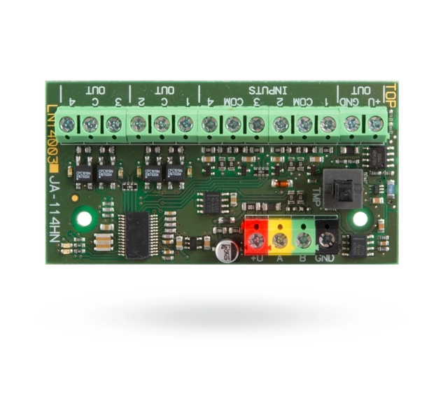 Modulo bus cuatro entradas y cuatro salidas, un modulo bus que proporciona cuatro entradas cableadas con valores ajustables de resistencia eo, cuatro salidas de señal pg galvanicamente separadas y una fuente de alimentacion auxiliar protegida con un fusible electronico.