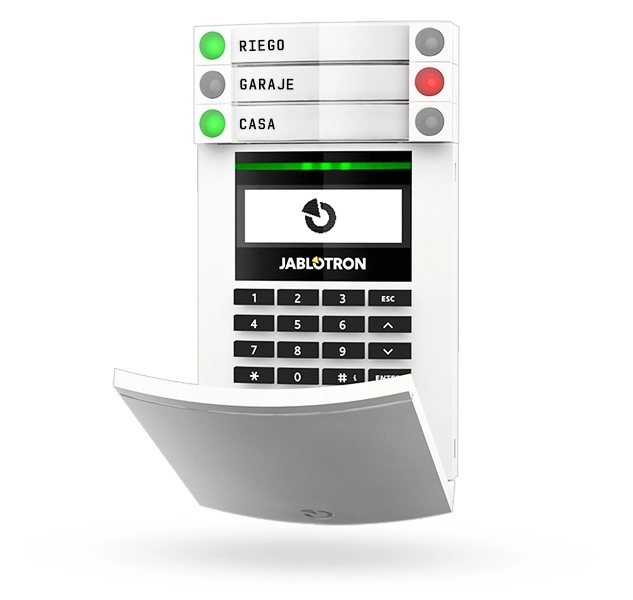 Modulo de acceso inalambrico con pantalla, teclado y rfid, el ja-154e es un modulo de acceso inalambrico bidireccional con una pantalla lcd, un teclado y un lector rfid para el control de sistemas de seguridad, y si necesario puede estar equipado de hasta 20 de estos segmentos, posibilitand.