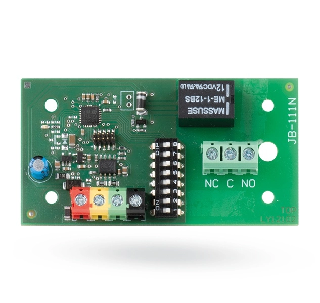 Modulo bus de salidas pg de señal, el producto es un dispositivo del sistema jablotron 100+. proporciona un contacto para la salida rele de señal. puede utilizarse, por ejemplo, para controlar cerraduras electicas, bloqueos, indicacion, etc.