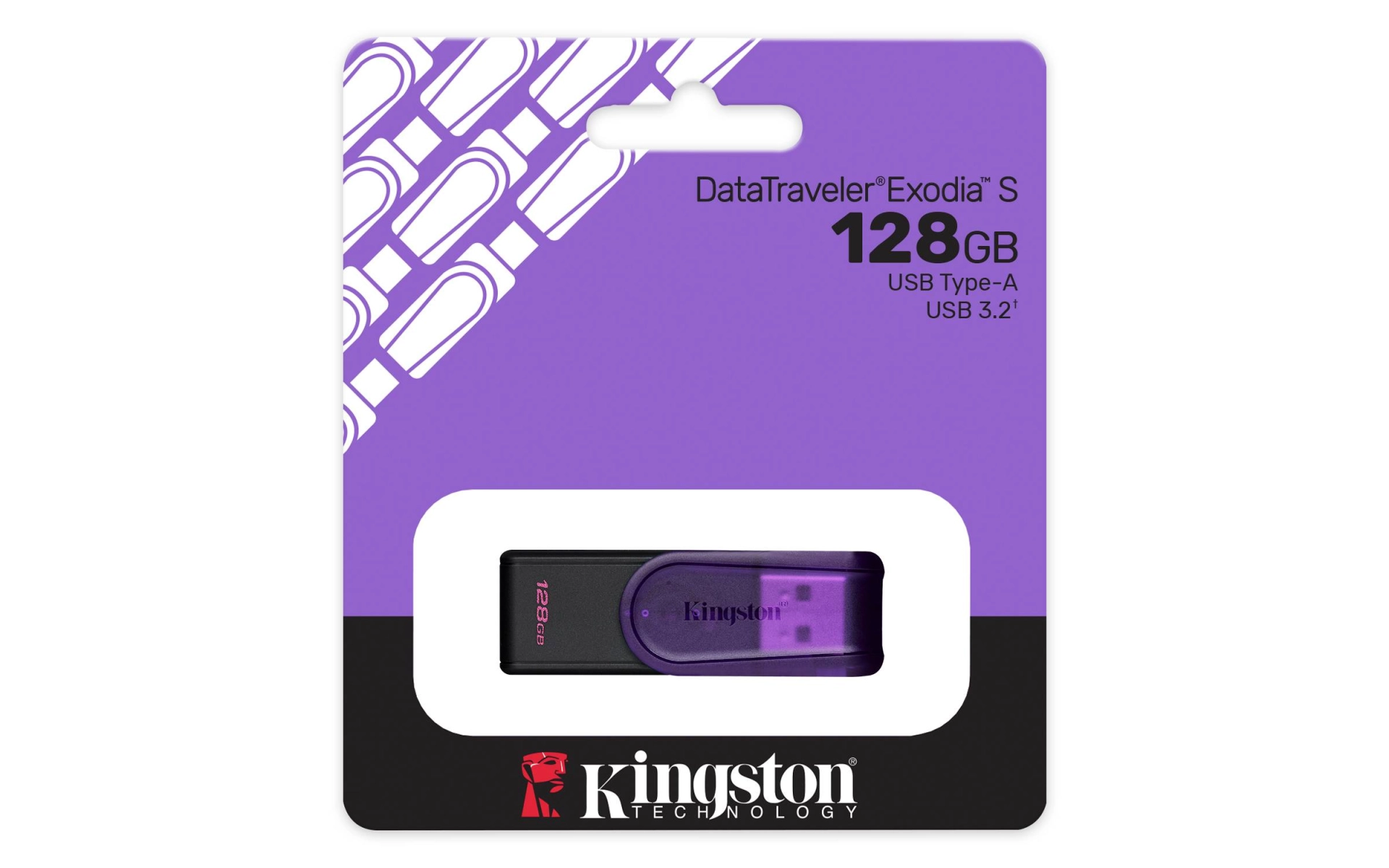 Memoria usb kingston datatraveler exodia s 128gb 3.0 gen 1 tapa giratoria purple