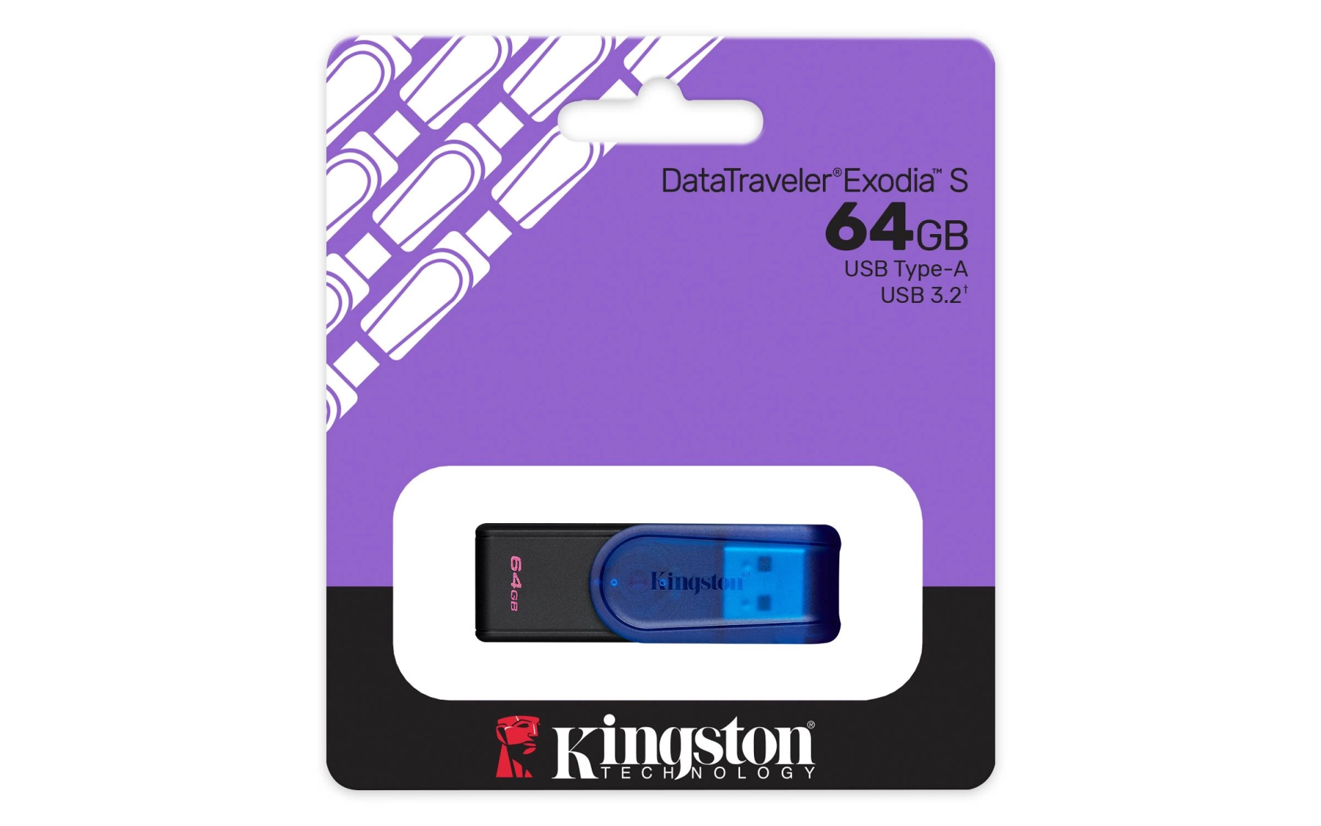 Memoria usb kingston technology datatraveler exodia s - azul, 64 gb, usb 3.0