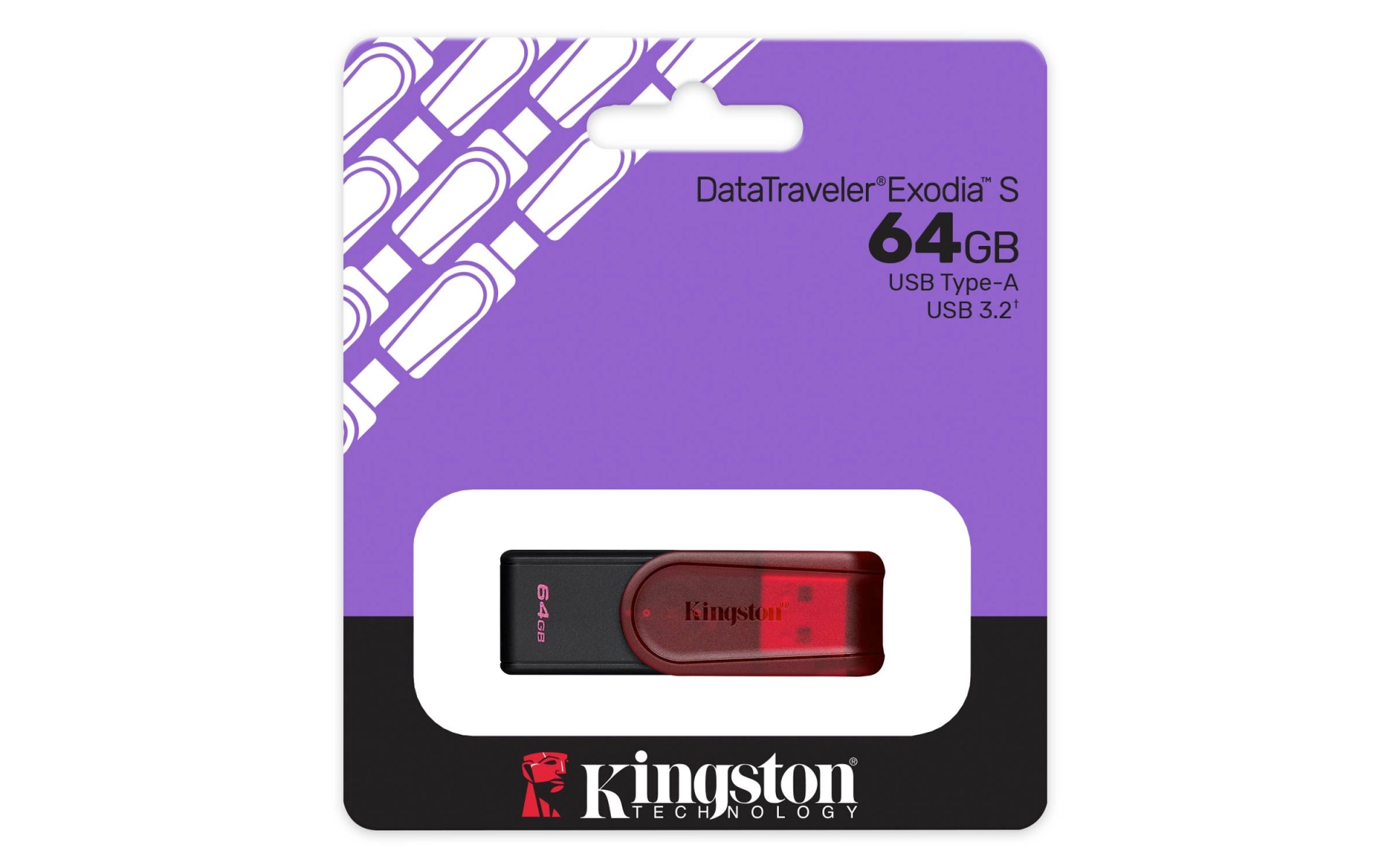 Memoria usb kingston datatraveler exodia s 64gb 3.0 gen 1 tapa giratoria red