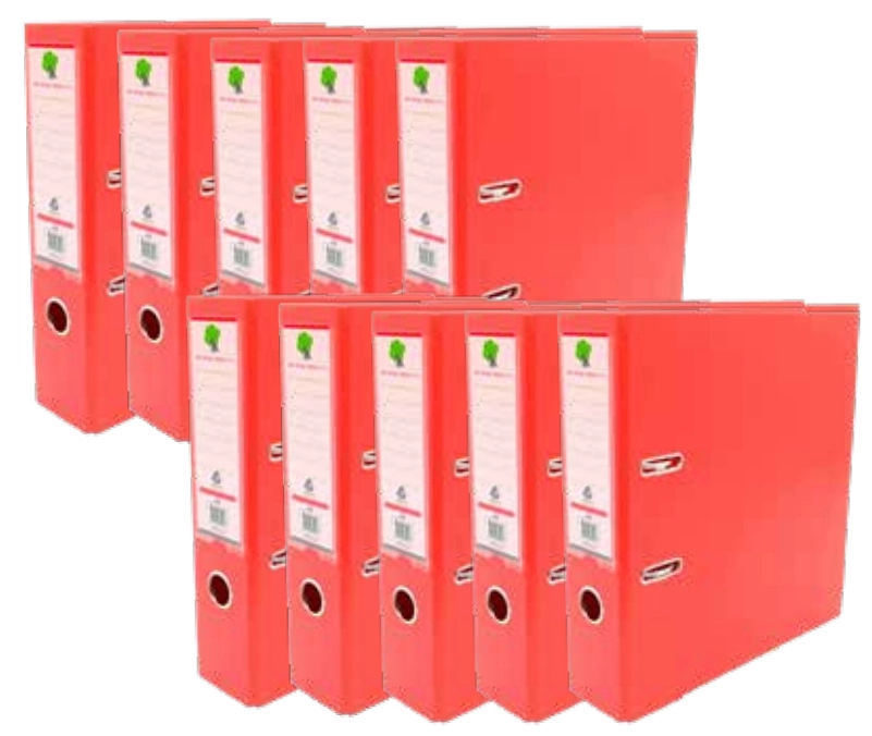Techmakro kit 10 carpetas de carton forrada de pvc rojo para archivo