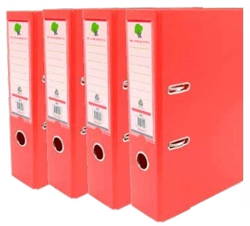 Techmakro kit 4 carpetas de carton forrada de pvc rojo para archivo