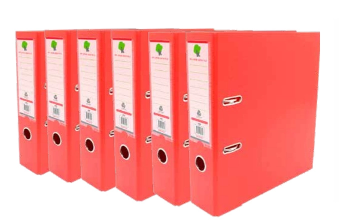 Techmakro kit 6 carpetas de carton forrada de pvc rojo para archivo