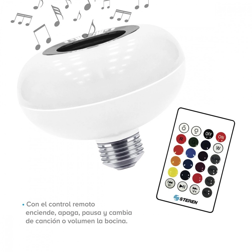 Foco steren led rgb decorativo con bocina bluetooth 6 w