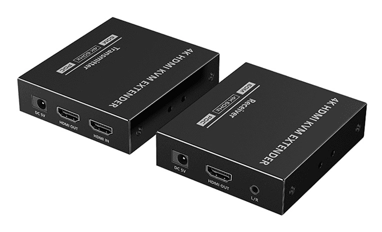Saxxon lkv565kvm-p - kit extensor hdmi de 2 puertos hasta 70 metros con cable cat6 6a 7 resolucion 4k @ 60hz poc transmisor ir plug and play soporta hdr cero latencia solo se energiza el transmisor