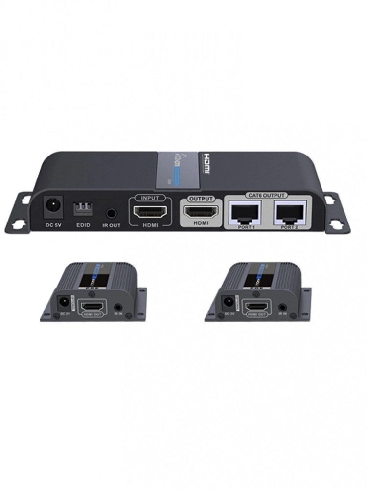 Saxxon lkv712pro- kit extensor hdmi de 2 puertos hasta 40 metros cat6 6a 7 resolucion 1080p loop hdmi transmisor ir plug and play