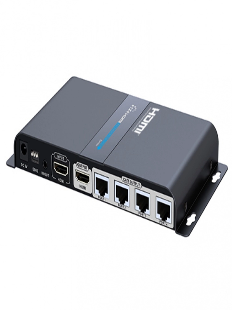 Saxxon lkv714pro- kit extensor hdmi de 4 puertos resolución 1080p hasta 40 metros cat 6 6a 7 loop hdmi transmisor ir plug and play