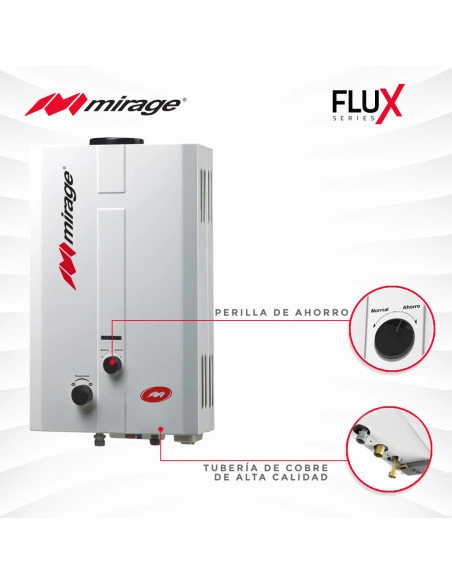 Mirage boiler mbf06ef,de  gas natural,serie flux, 6lmin, blanco basico