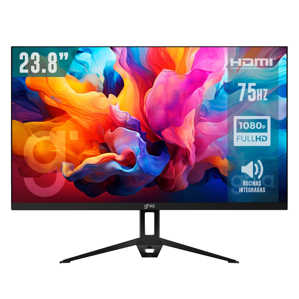 Monitor ghia / 23.8 pulg / led / ips / full hd 1920 x 1080 / frameless / 75 hz / vga / hdmi / bocinas integradas