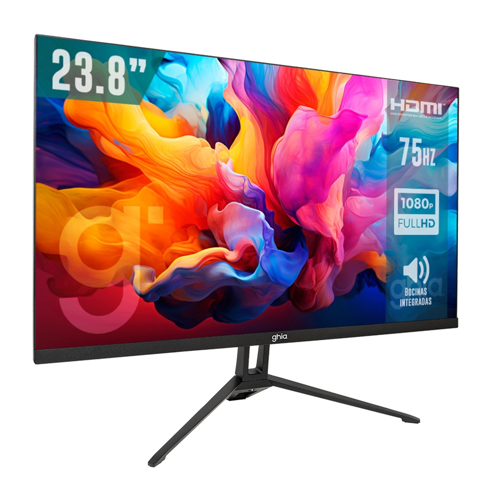 Monitor ghia / 23.8 pulg / led / ips / full hd 1920 x 1080 / frameless / 75 hz / vga / hdmi / bocinas integradas