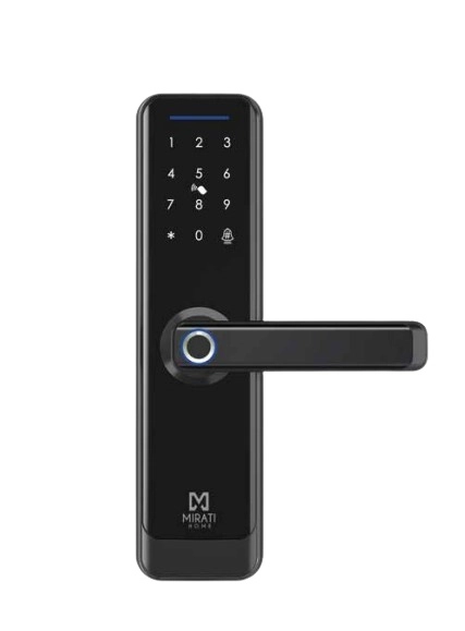 Cerradura electronica inteligente mirati app 5 mtodos de apertura aplicacin mvil, huella digital, cdigo de pin, llave fsica, tarjeta rf cerradura de seguridad negra