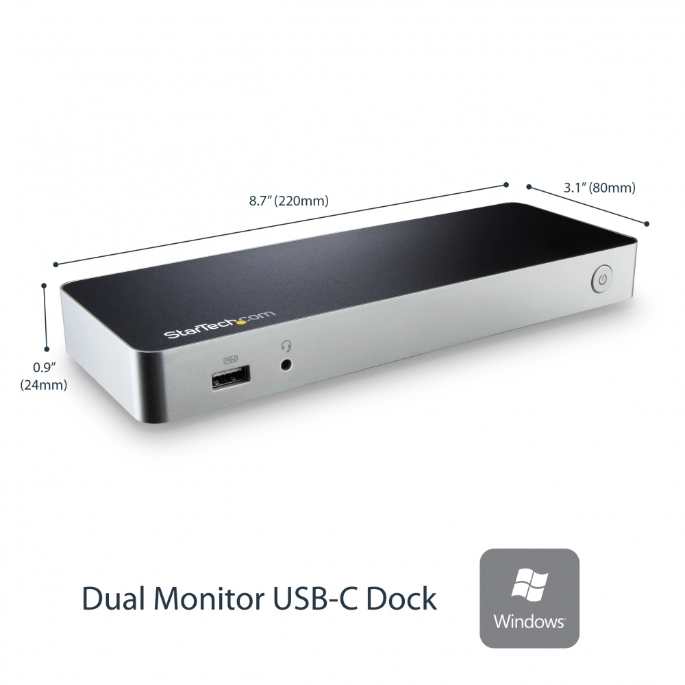 Startech.com docking station usb c de dos monitores con pd de 60 w para laptops windows - dock usb tipo c a hdmi o dvi usb 3.1 gen 1 - 2 pantallas compatibles - 4k - 1920 x 1200, 4096 x 2160, 3840 x 2160 - 4 x puertos usb - 4 x usb 3.0 - usb tipo-a - usb tipo-c - red (rj-45) - hdmi - displayport - línea salida de audio - micrófono - thunderbolt - cableado - gigabit ethernet - windows 7, windows 8, windows 8.1, windows 10, windows 11