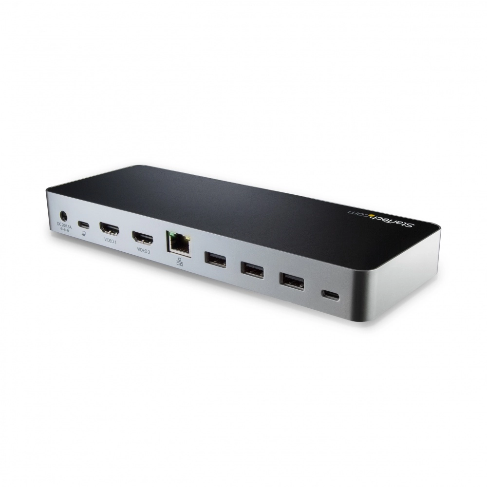 Startech.com docking station usb c de dos monitores con pd de 60 w para laptops windows - dock usb tipo c a hdmi o dvi usb 3.1 gen 1 - 2 pantallas compatibles - 4k - 1920 x 1200, 4096 x 2160, 3840 x 2160 - 4 x puertos usb - 4 x usb 3.0 - usb tipo-a - usb tipo-c - red (rj-45) - hdmi - displayport - línea salida de audio - micrófono - thunderbolt - cableado - gigabit ethernet - windows 7, windows 8, windows 8.1, windows 10, windows 11