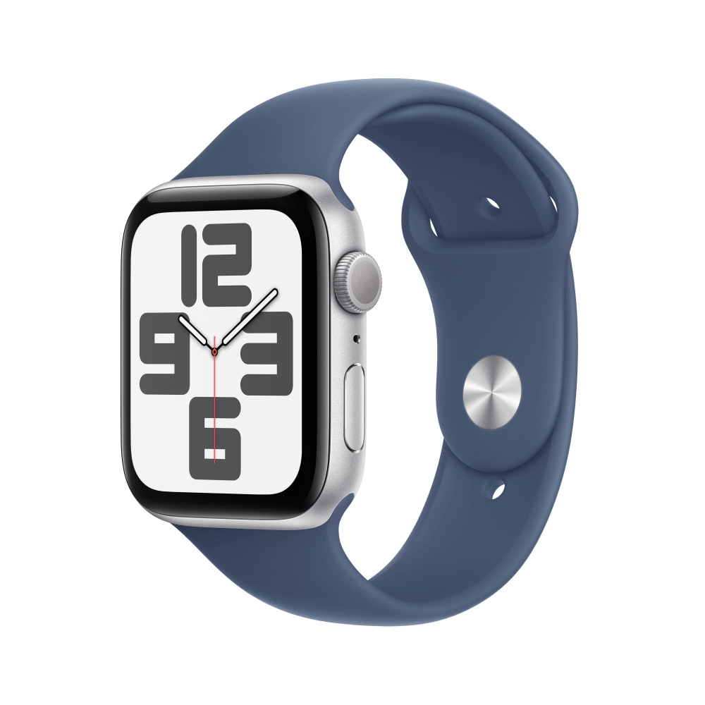 Apple watch se gps 44mm silver aluminium case with denim sport band - s/m