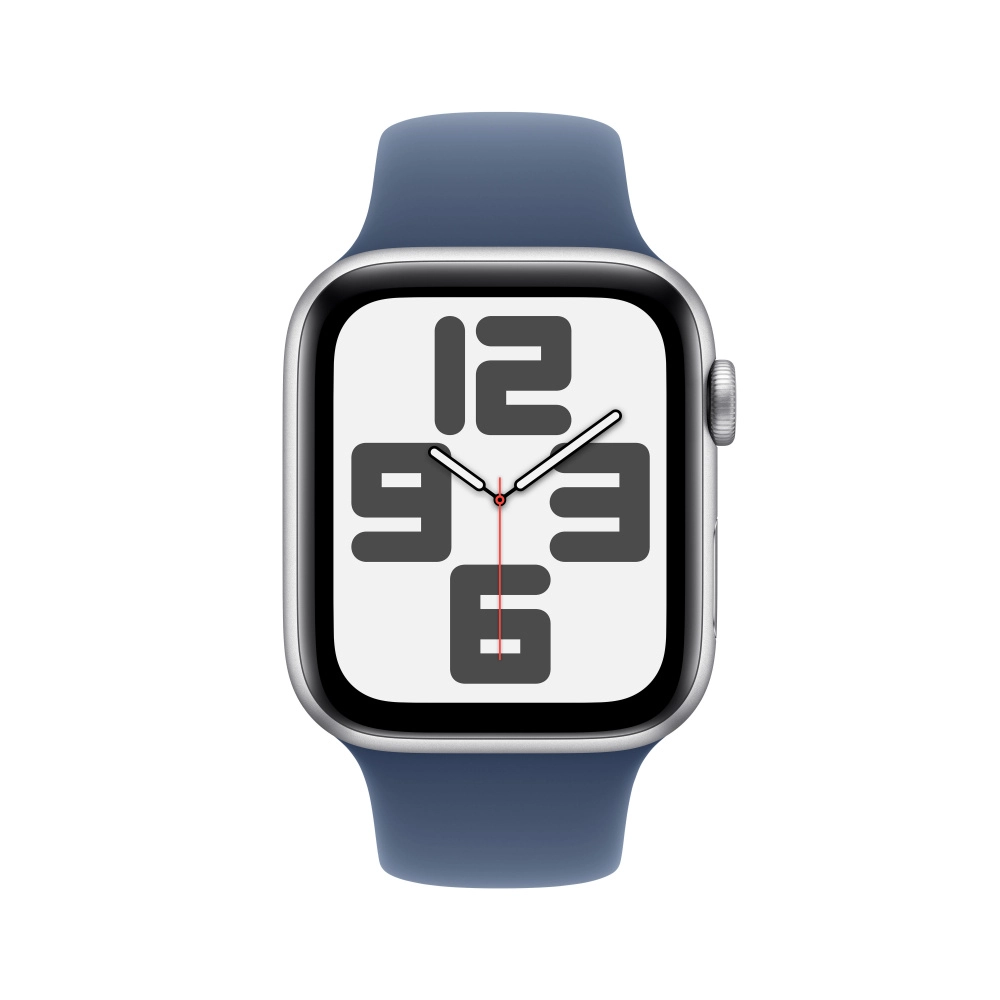 Apple watch se gps 44mm silver aluminium case with denim sport band - s/m