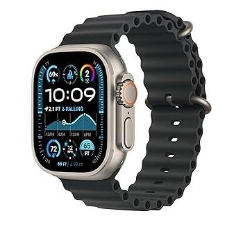 49mm black ocean band - natural titanium finish