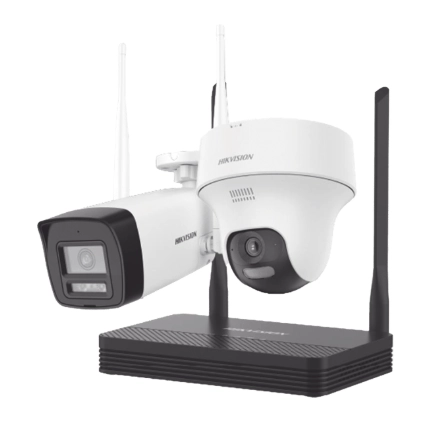 Kit de vigilancia hikvision nks424w02h, ip, 4 canales, camara bala + camara turret, hasta 512gb