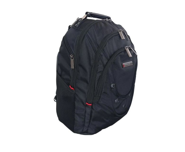 Mochila swissmobility beverin 17 3 cierres asa de acero reforzada piso de espuma múltiples bolsos internos color negro
