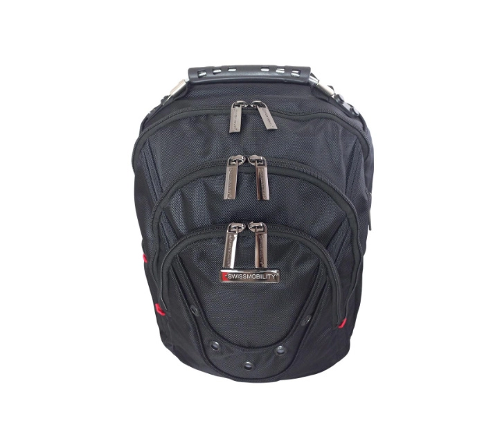 Mochila swissmobility beverin 17 3 cierres asa de acero reforzada piso de espuma múltiples bolsos internos color negro