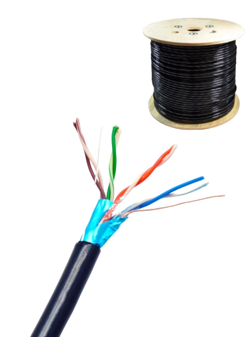 Saxxon oftpcat5ecope305n - bobina de cable ftp cat5e 100% cobre 305 metros blindado color negro uso exterior ideal para cableado de redes de datos y video cert iso9001 ul  rosh