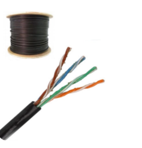Saxxon outpcat5egcopext - bobina de cable utp cat5e 100% cobre con gel 305 metros uso exterior color negro ideal para cableado de redes y video