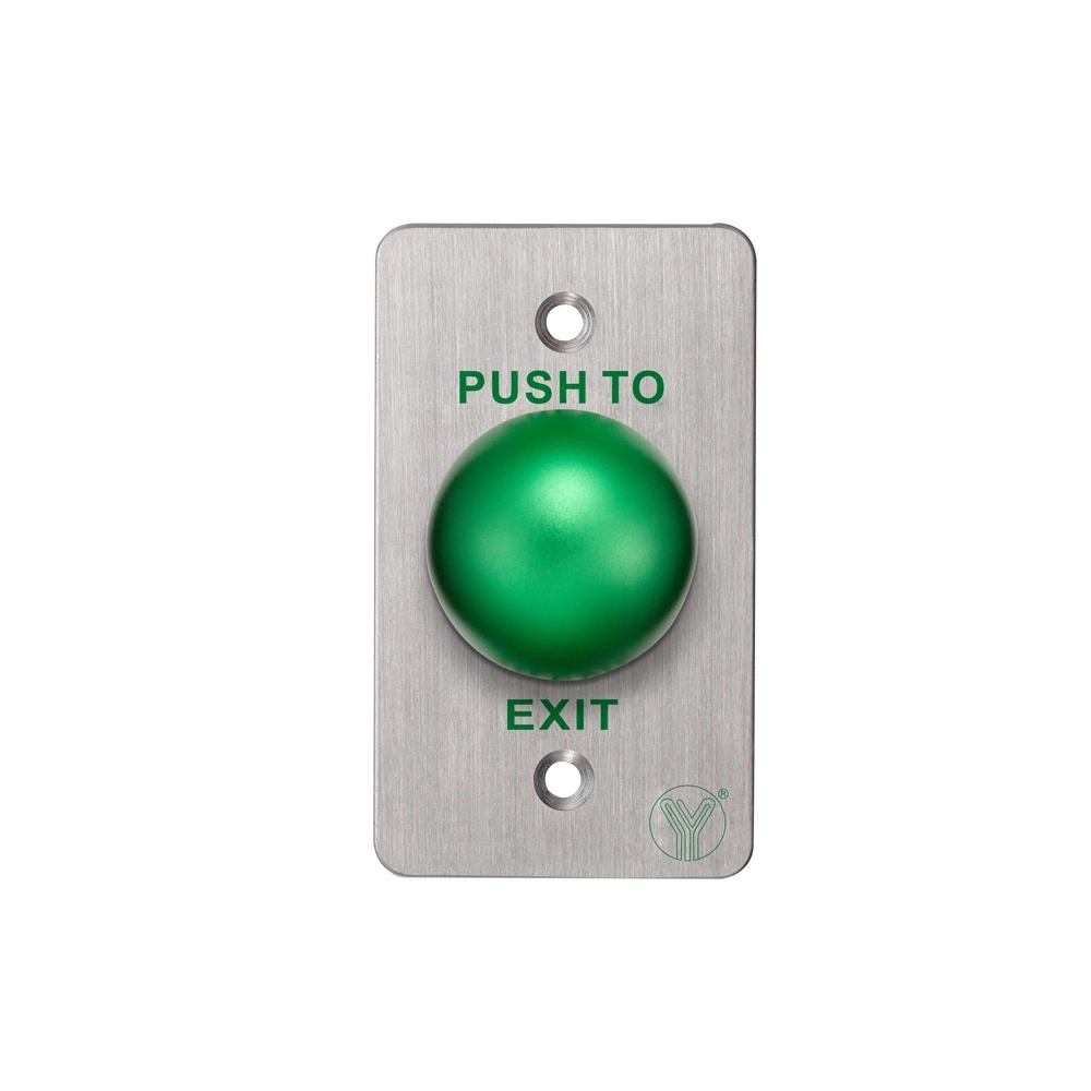 Yli pbk818a - botón de salida tipo hongo, carcasa de acero inoxidable con acabado trefilado, botón verde, función ncno