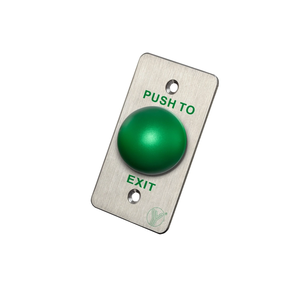 Yli pbk818a - botón de salida tipo hongo, carcasa de acero inoxidable con acabado trefilado, botón verde, función ncno