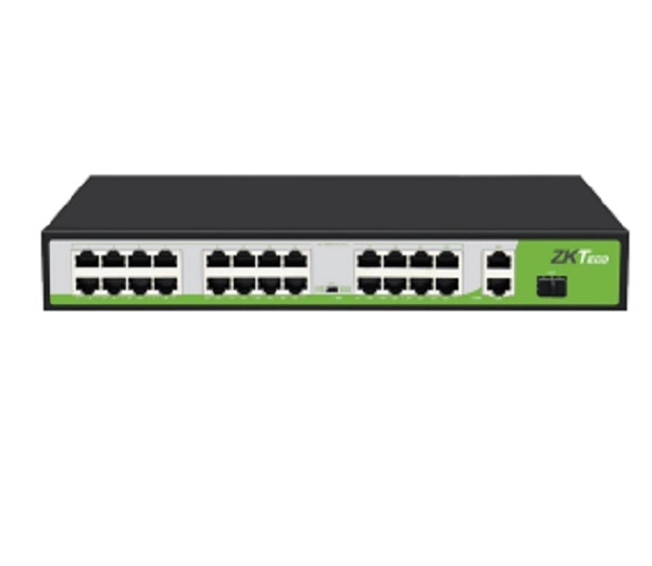 Zkteco pe242300c - switch de 24 puertos fast ethernet poe , estándar af - at , 2 puertos rj45 101001000m + 1 puerto sfp*1000 , poe+ hasta 30w por puerto , 250 mts sobre utp cat 6